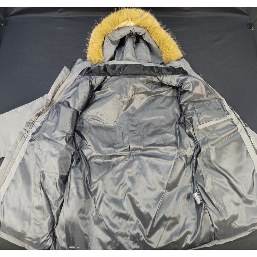 Classic Vogue Men's 2XL Gray Down Parka Faux Fur Hood Winter Jacket Coat Heavy - Picture 6 of 9